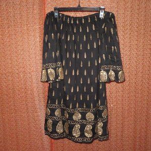 Black & Gold off the Shoulder Dress